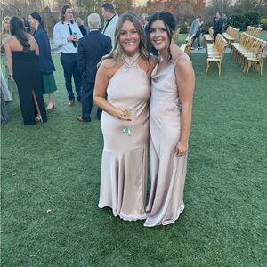 Birdy Grey Matte Satin Taupe Eileen Dress (slightly altered)